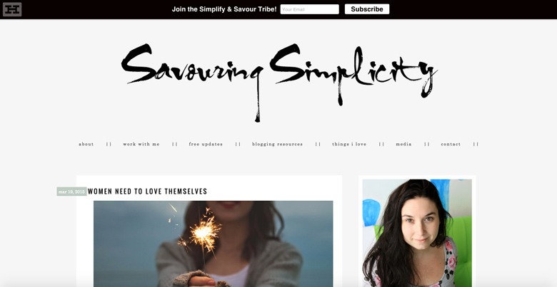 Savouring Simplicity website by Elizabeth Kelsey Bradley