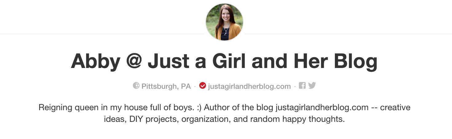 Abby @ Just a Girl and Her Blog on Pinterest