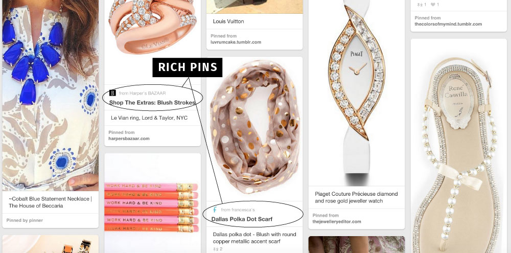 An example of rich pins on Pinterest