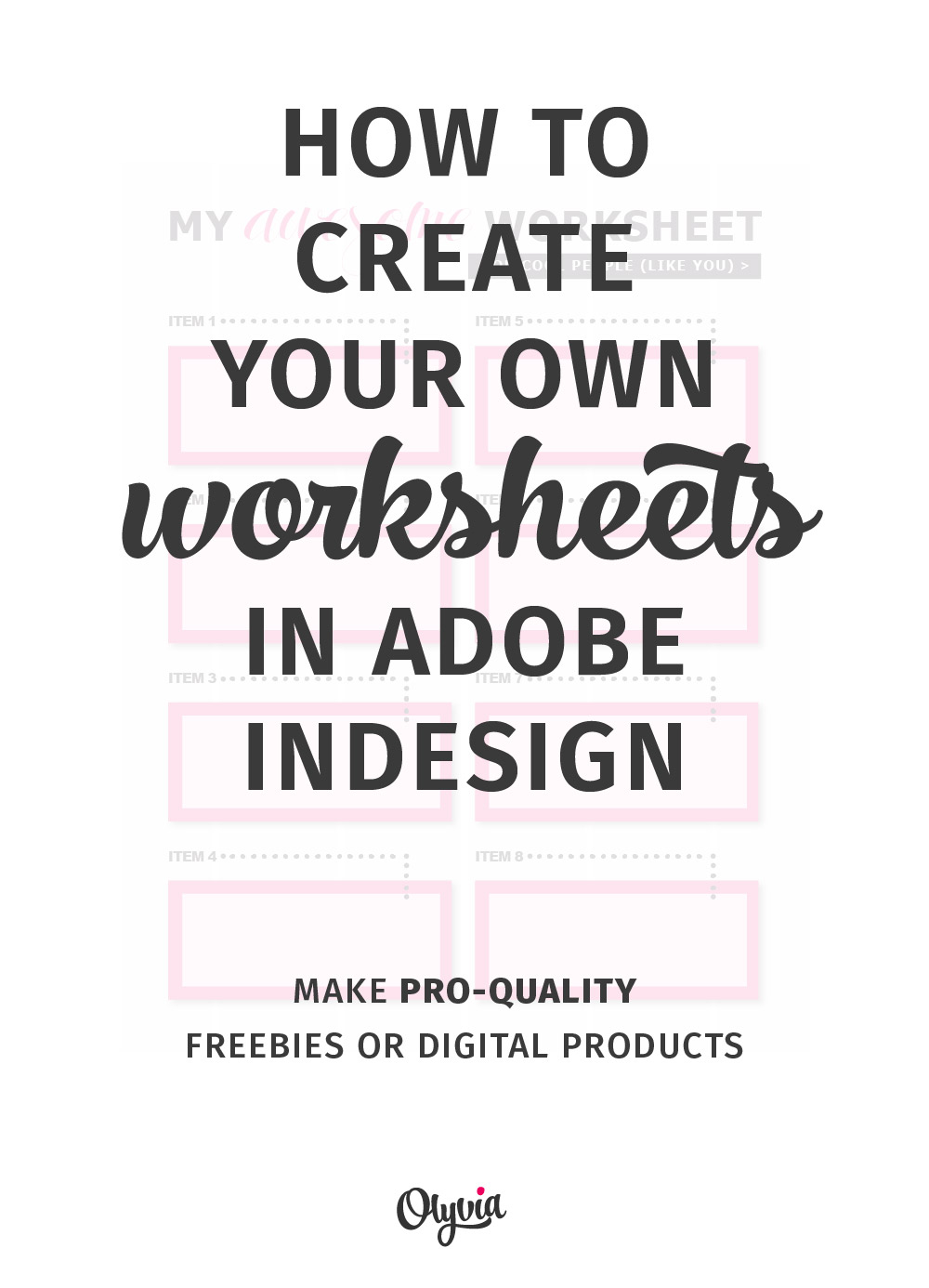 Tutorial: how to create your own worksheets in Adobe InDesign. (Also great for making your own blog printables, planners, digital products, etc.) Includes a free InDesign worksheet file download.